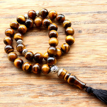 Load image into Gallery viewer, 10mm Tiger Eye stone tassel pendant 33 Prayer Beads Islamic Muslim Tasbih Allah Mohammed Rosary for women men