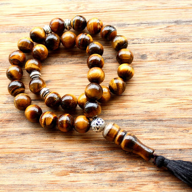 10mm Tiger Eye stone tassel pendant 33 Prayer Beads Islamic Muslim Tasbih Allah Mohammed Rosary for women men