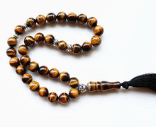 Load image into Gallery viewer, 10mm Tiger Eye stone tassel pendant 33 Prayer Beads Islamic Muslim Tasbih Allah Mohammed Rosary for women men