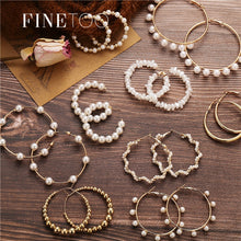Load image into Gallery viewer, TRENDY Hoop Earrings Gold Pearl Metal Fashion for Women Party Jewelry