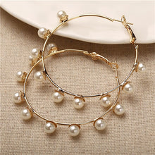Load image into Gallery viewer, TRENDY Hoop Earrings Gold Pearl Metal Fashion for Women Party Jewelry