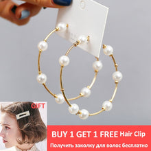 Load image into Gallery viewer, TRENDY Hoop Earrings Gold Pearl Metal Fashion for Women Party Jewelry