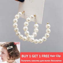 Load image into Gallery viewer, TRENDY Hoop Earrings Gold Pearl Metal Fashion for Women Party Jewelry