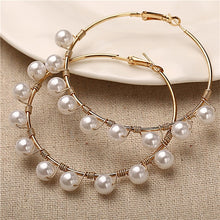 Load image into Gallery viewer, TRENDY Hoop Earrings Gold Pearl Metal Fashion for Women Party Jewelry
