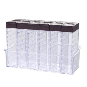 6pcs/set Acrylic Transparent Spice Jar Colorful Lid Seasoning Box Salt Condiment Storage Containers