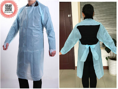 1pc 30g Disposable Sleeved Apron Protective Gown Waterproof Overall