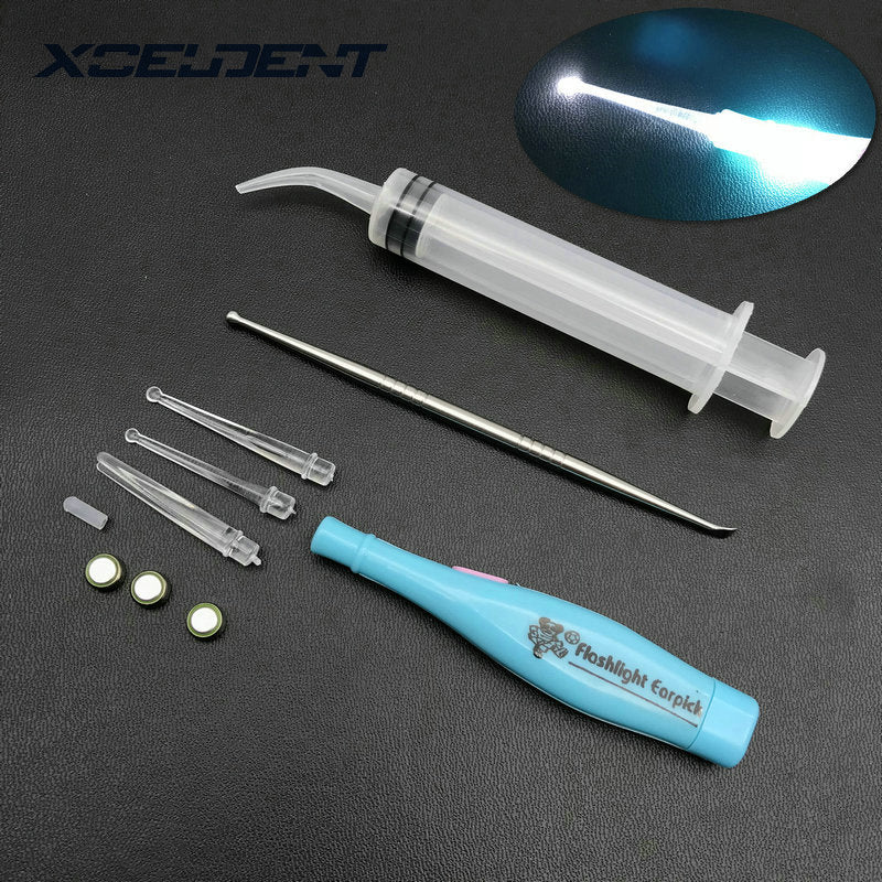 Dental Tonsil Stone Remover Kit w/ LED Light & Box + Irrigation Syringe + Premium Tool