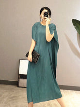 Load image into Gallery viewer, MIYAKE New 2020 Women Elegant Irregular Mid-Length Dress Butterfly Sleeve