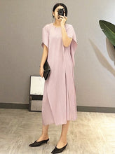 Load image into Gallery viewer, MIYAKE New 2020 Women Elegant Irregular Mid-Length Dress Butterfly Sleeve