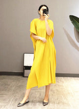 Load image into Gallery viewer, MIYAKE New 2020 Women Elegant Irregular Mid-Length Dress Butterfly Sleeve