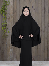 Load image into Gallery viewer, (FR) Traditional Abaya Hijab Robes for Girls Two Piece Muslim Prayer Clothes Kids Solid Loose Large Abayas