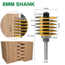 Load image into Gallery viewer, 1pc 8mm Shank12mm shank Brand New 2 Teeth Adjustable Finger Joint Router Bit Tenon Cutter Industrial Grade for Wood Tool