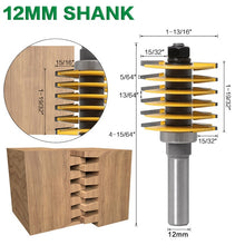 Load image into Gallery viewer, 1pc 8mm Shank12mm shank Brand New 2 Teeth Adjustable Finger Joint Router Bit Tenon Cutter Industrial Grade for Wood Tool
