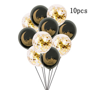 1Set Eid Mubarak Balloons Paper Banner Gift Sticker Boxes Happy Ramadan Mubarak Decoration Muslim Hijab Festival Party Supplies