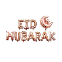 Load image into Gallery viewer, 1Set Eid Mubarak Balloons Paper Banner Gift Sticker Boxes Happy Ramadan Mubarak Decoration Muslim Hijab Festival Party Supplies