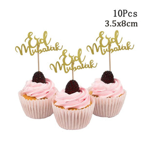 1Set Eid Mubarak Balloons Paper Banner Gift Sticker Boxes Happy Ramadan Mubarak Decoration Muslim Hijab Festival Party Supplies