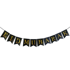 1Set Eid Mubarak Balloons Paper Banner Gift Sticker Boxes Happy Ramadan Mubarak Decoration Muslim Hijab Festival Party Supplies