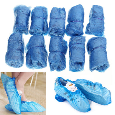 100pcs/lot Plastic Rain Waterproof Overshoes Boot Covers Disposable Shoe Covers Hospital Overshoes Shoe Care Kits Drop Shiping
