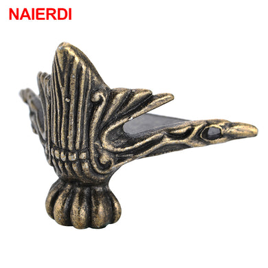 4PCS NAIERDI Antique Wood Box Feet Leg Corner Brackets Triangle Rattan Carved Decorative Corner Protector For Furniture Hardware