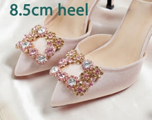 Load image into Gallery viewer, Bridal Wedding Sandals Women High Heels Shoes Bridesmaid Crystal Diamond Ankle Strap
