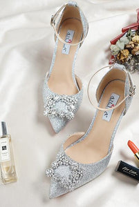Bridal Wedding Sandals Women High Heels Shoes Bridesmaid Crystal Diamond Ankle Strap