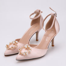 Load image into Gallery viewer, Bridal Wedding Sandals Women High Heels Shoes Bridesmaid Crystal Diamond Ankle Strap