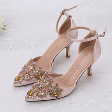 Load image into Gallery viewer, Bridal Wedding Sandals Women High Heels Shoes Bridesmaid Crystal Diamond Ankle Strap