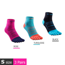 Load image into Gallery viewer, 3 Pairs AONIJIE E4801 E4802 Ultra Run Low Cut Athletic Five Toe Socks Quarter Socks Toesocks For Running Marathon Race Trail