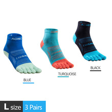 Load image into Gallery viewer, 3 Pairs AONIJIE E4801 E4802 Ultra Run Low Cut Athletic Five Toe Socks Quarter Socks Toesocks For Running Marathon Race Trail