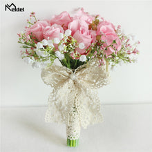 Load image into Gallery viewer, Meldel Bouquet Bride Wedding Bouquet Flower Artificial Silk Rose Babys Breath Bridesmaid Sister Wedding Flower Bouquets Decor