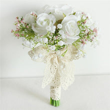 Load image into Gallery viewer, Meldel Bouquet Bride Wedding Bouquet Flower Artificial Silk Rose Babys Breath Bridesmaid Sister Wedding Flower Bouquets Decor