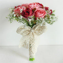 Load image into Gallery viewer, Meldel Bouquet Bride Wedding Bouquet Flower Artificial Silk Rose Babys Breath Bridesmaid Sister Wedding Flower Bouquets Decor