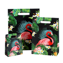 Load image into Gallery viewer, 10pcs/pack Sticking Handbags Flamingo Black Gift Bag Handbag For Wedding Party Birthday Gift Paper Bag Flowers
