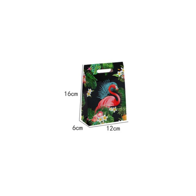 10pcs/pack Sticking Handbags Flamingo Black Gift Bag Handbag For Wedding Party Birthday Gift Paper Bag Flowers