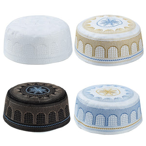 2020 muslim hats Cotton Embroidery Arab Men Prayer Hat Musliman Turban Man Hijab Bonnet Saudi Arabian Islam Jewish India Caps