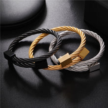 Load image into Gallery viewer, Classic Men Bracelet Jewelry Luxury Gold Plated Stainless Steel Cube Handmade Bracelets