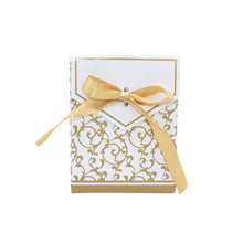 Load image into Gallery viewer, 10Pcs/lot Creative Gold Silver Paper Boxs With Gold Ribbon Wedding Favours Birthday Party Gift Candy Bags Packaging Supplies