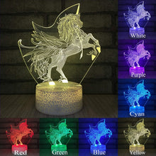 Load image into Gallery viewer, 3W Remote Or Touch Control 3D LED Night Light Unicorn Shaped Table Desk Lamp Xmas Home Decoration  Lovely Gifts For Kids D23