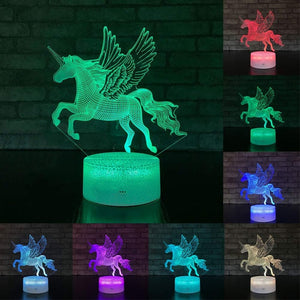 3W Remote Or Touch Control 3D LED Night Light Unicorn Shaped Table Desk Lamp Xmas Home Decoration  Lovely Gifts For Kids D23