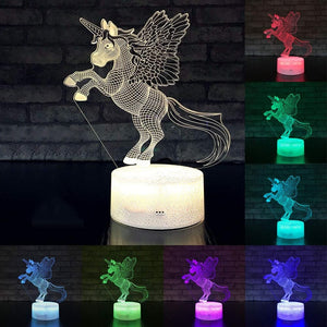 3W Remote Or Touch Control 3D LED Night Light Unicorn Shaped Table Desk Lamp Xmas Home Decoration  Lovely Gifts For Kids D23