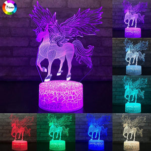 3W Remote Or Touch Control 3D LED Night Light Unicorn Shaped Table Desk Lamp Xmas Home Decoration  Lovely Gifts For Kids D23