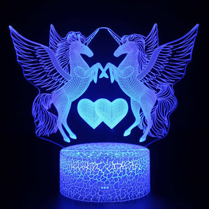 3W Remote Or Touch Control 3D LED Night Light Unicorn Shaped Table Desk Lamp Xmas Home Decoration  Lovely Gifts For Kids D23