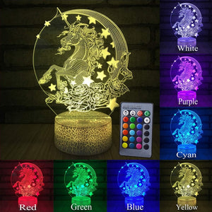 3W Remote Or Touch Control 3D LED Night Light Unicorn Shaped Table Desk Lamp Xmas Home Decoration  Lovely Gifts For Kids D23