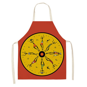 REM Indigenous People Pattern Kitchen Aprons for Women Cooking Cotton Souvenir Gifts 66x47cm