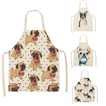 Load image into Gallery viewer, 1 Pc Cotton Linen BullDog Dog Print Kitchen Aprons Unisex Dinner Party Cooking Cleaning Apron