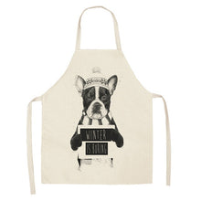 Load image into Gallery viewer, 1 Pc Cotton Linen BullDog Dog Print Kitchen Aprons Unisex Dinner Party Cooking Cleaning Apron