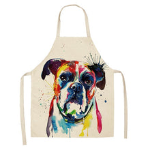 Load image into Gallery viewer, 1 Pc Cotton Linen BullDog Dog Print Kitchen Aprons Unisex Dinner Party Cooking Cleaning Apron