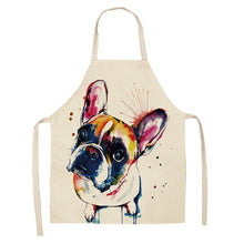 Load image into Gallery viewer, 1 Pc Cotton Linen BullDog Dog Print Kitchen Aprons Unisex Dinner Party Cooking Cleaning Apron