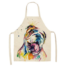 Load image into Gallery viewer, 1 Pc Cotton Linen BullDog Dog Print Kitchen Aprons Unisex Dinner Party Cooking Cleaning Apron