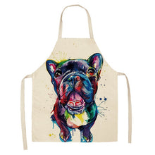 Load image into Gallery viewer, 1 Pc Cotton Linen BullDog Dog Print Kitchen Aprons Unisex Dinner Party Cooking Cleaning Apron